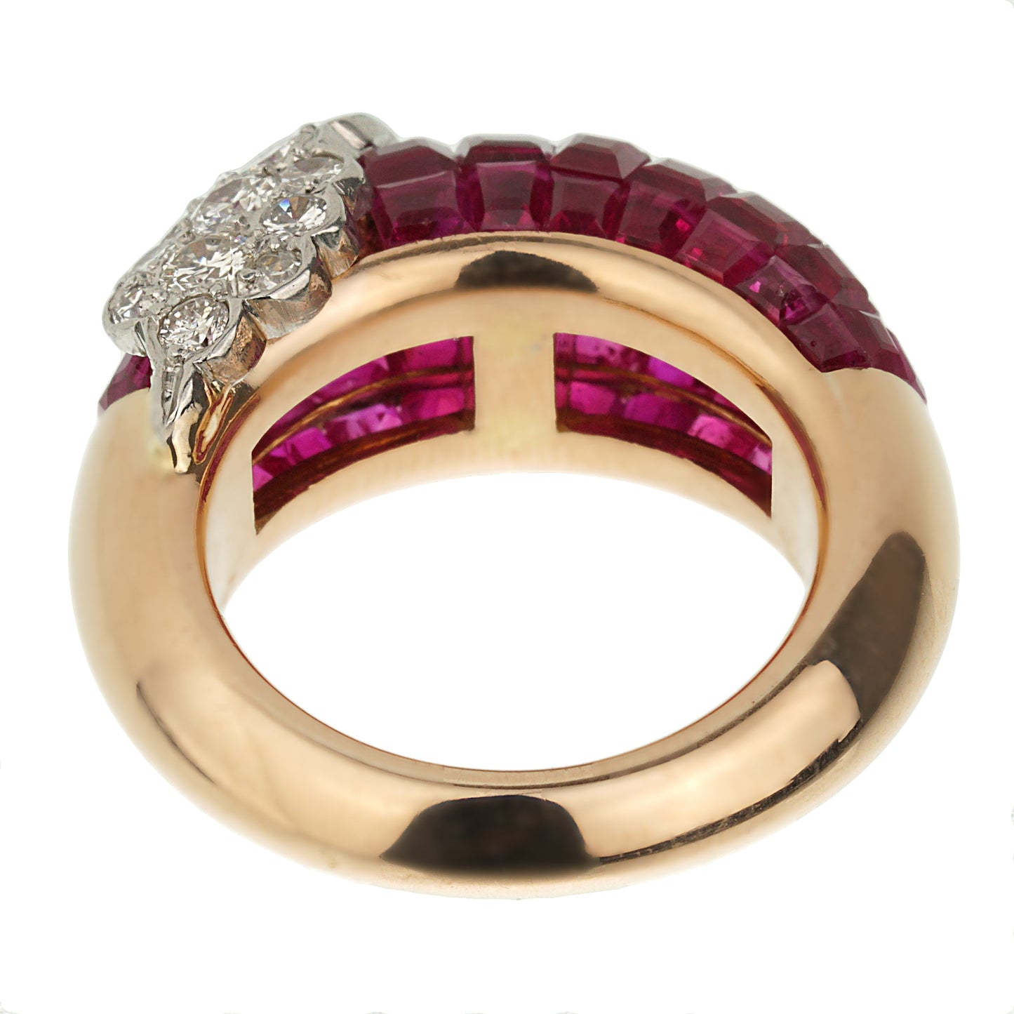 Van Cleef & Arpels Mystery Ruby Diamond French Cocktail Ring Sz 4