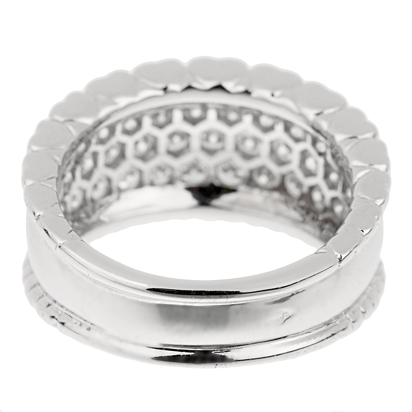 Van Cleef & Arpels Perlee Diamond White Gold Cocktail Ring Sz 6