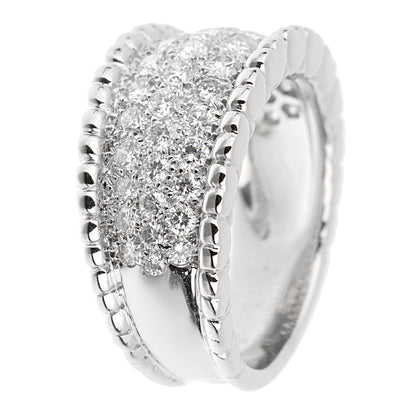 Van Cleef & Arpels Perlee Diamond White Gold Cocktail Ring Sz 6