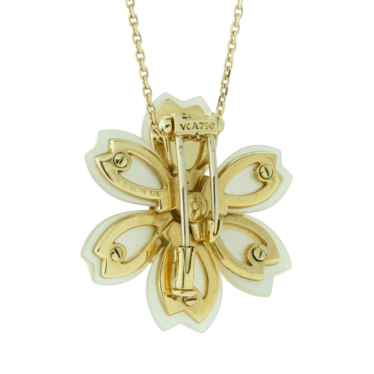 Van Cleef Arpels Rose de Noel Gold Diamond Necklace
