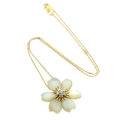 Van Cleef Arpels Rose de Noel Gold Diamond Necklace