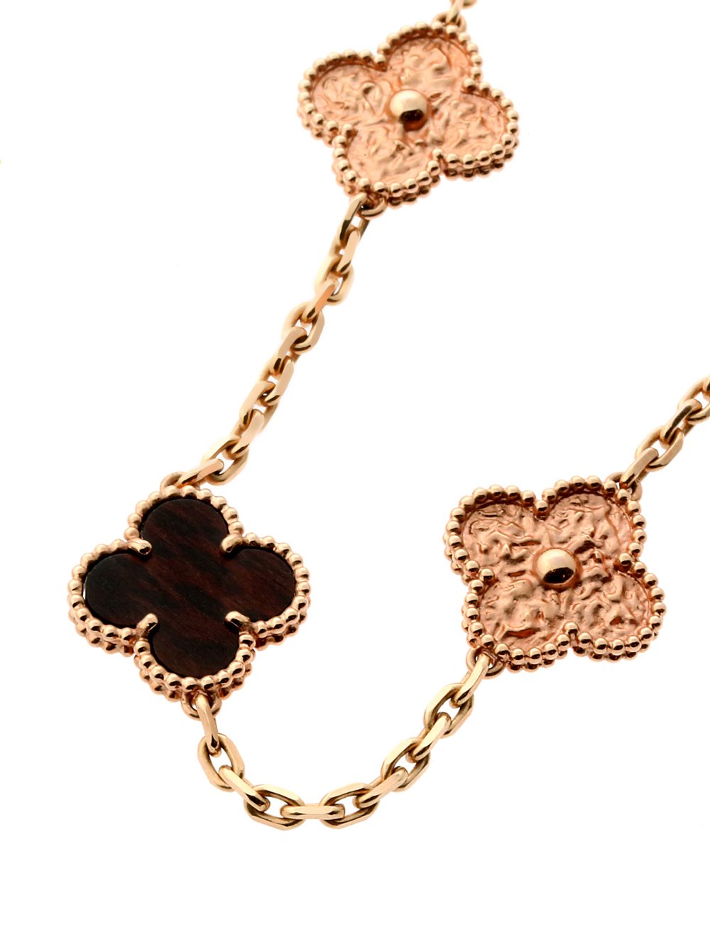 Van Cleef Arpels Vintage Alhambra Bois D'amourette Rose Gold Necklace