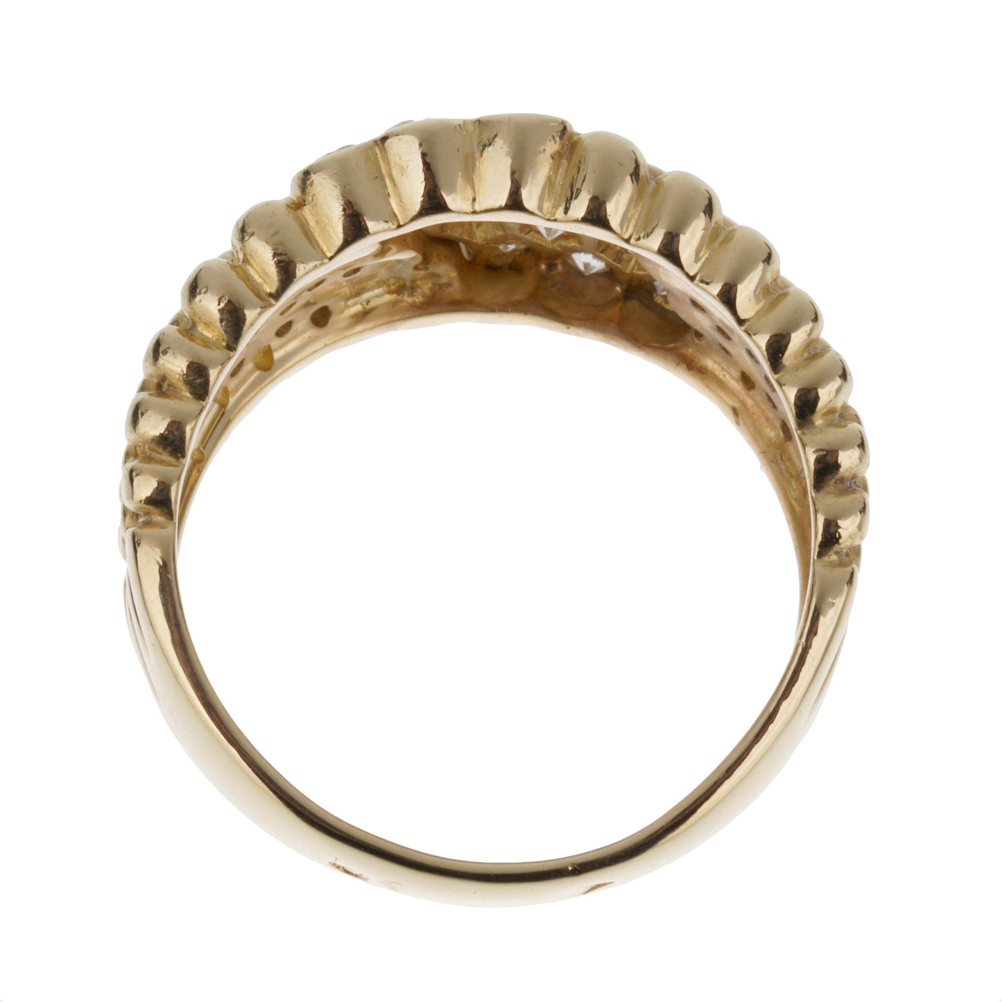Van Cleef & Arpels Vintage Diamond Perlee 18k Yellow Gold Cocktail Ring Sz 6