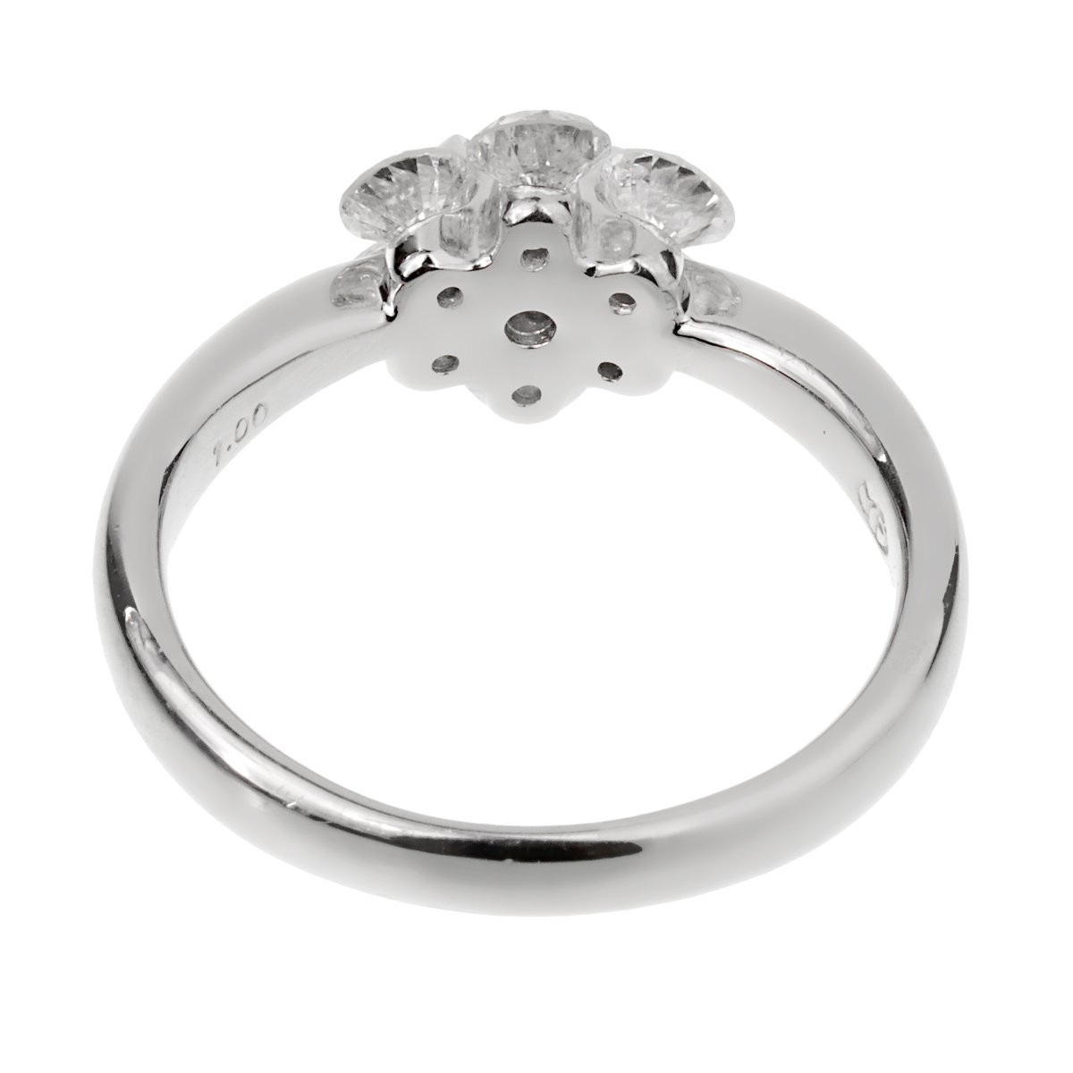 Vintage Flower Platinum Diamond Ring Sz 5 1/2